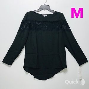 M - NWT Annalee + Hope Black Lace Dip Back Stretch Top